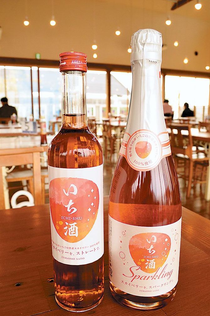 いちごの里のスカイベリーを100%使った「いち酒ICHI-SHU」「いち酒スパークリング」。