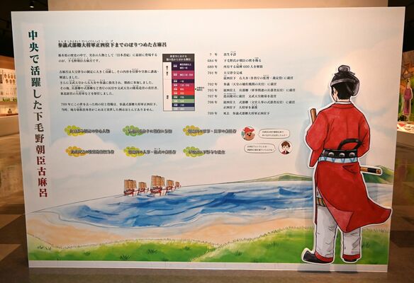 しもつけ風土記の丘資料館内に置かれた古麻呂に関する常設展示パネル