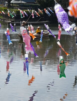 巴波川に飾られたこいのぼり