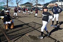 石橋高野球部が学童チームを指導