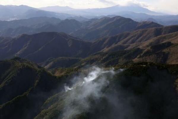 　神奈川県秦野市の山中で発生した火災＝１１日
