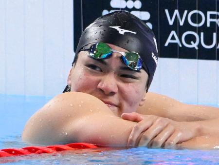 今夏の世界水泳選手権・競泳男子400メートル個人メドレーで銀メダルを獲得したが、悔しそうな表情の松下知之=シンガポール(共同)