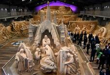 スペインをテーマに砂像、鳥取