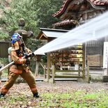 国重要文化財を火災から守れ　大田原消防署が那須神社で防火・防災訓練