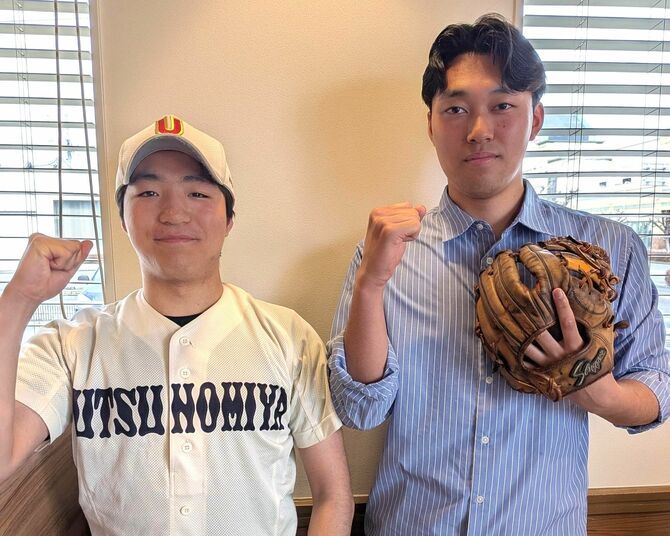 東京大硬式野球部に入部した藪井さん（右）と田渕さん