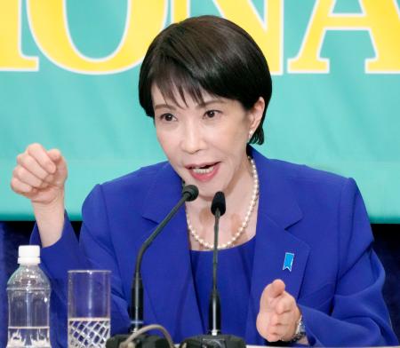 　衆院選公示を前にした討論会で発言する自民党総裁の高市首相＝２６日午後、東京・内幸町の日本記者クラブ