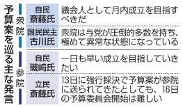 【予算審議】月内成立、国民民主が左右