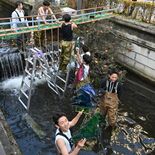 宇都宮工高の生徒がイルミネーション設置　釜川ロマンチックドーム付近に　…