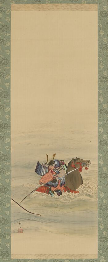 「平家物語」の一場面を描いた小堀鞆音の「判官義経」