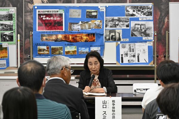 宇都宮空襲や戦時下の生活について話す山口さん