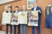 福田知事（右から２人目）を表敬訪問したベイヤーＣＥＯ（右）ら＝県庁