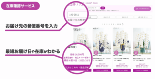 慶弔花のお届け日時が正確にわかる業界初※の検索システムを導入