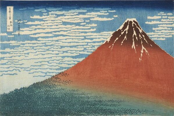 葛飾北斎「冨嶽三十六景　凱風快晴」（大田区立龍子記念館蔵）