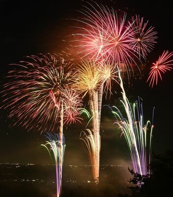 鹿沼72カントリークラブから打ち上げられた花火