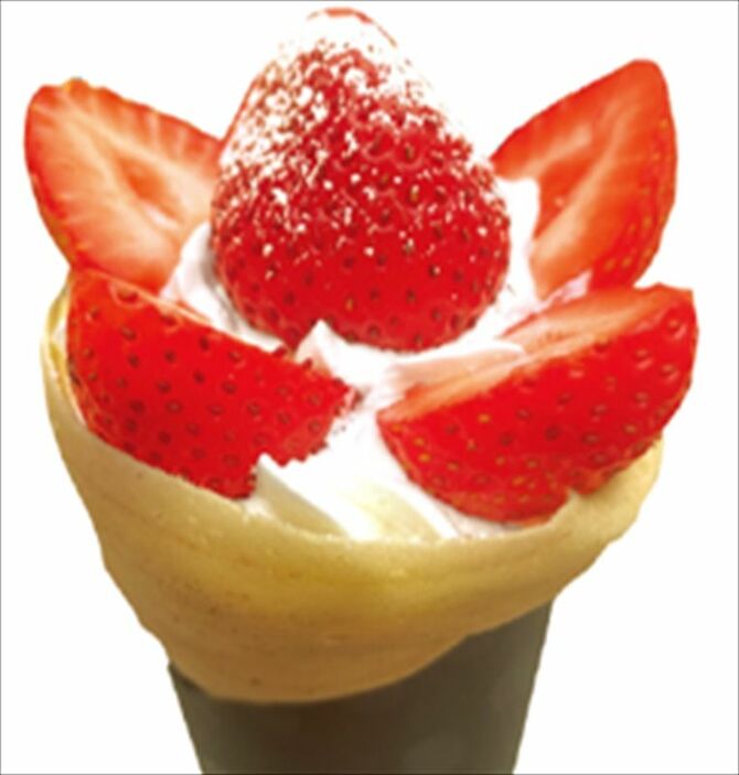 <クレイジークレープス>「クレ―ジーいちご」800円（テ）ー「とちおとめ」とクリームの相性が抜群のクレープ。