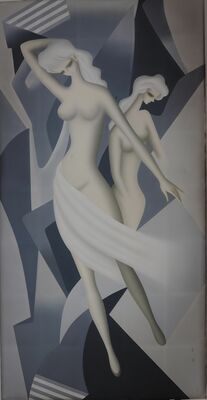 東郷青児「憩い」、１９７３年、油彩　ⓒＳｏｍｐｏ　Ｍｕｓｅｕｍ　ｏｆ　Ａｒｔ　２４０３６（県立美術館提供）