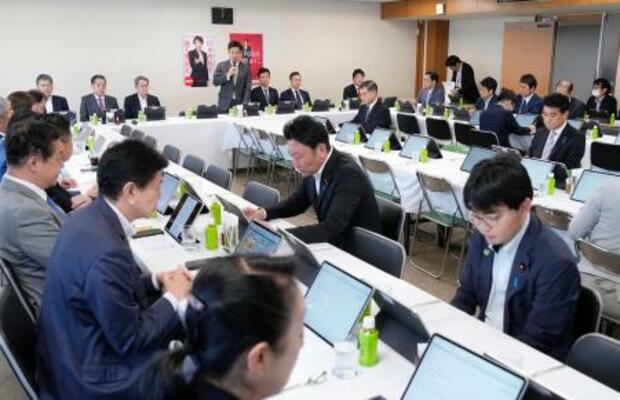 自民党本部で開かれた政治制度改革本部総会=9日午後、東京・永田町