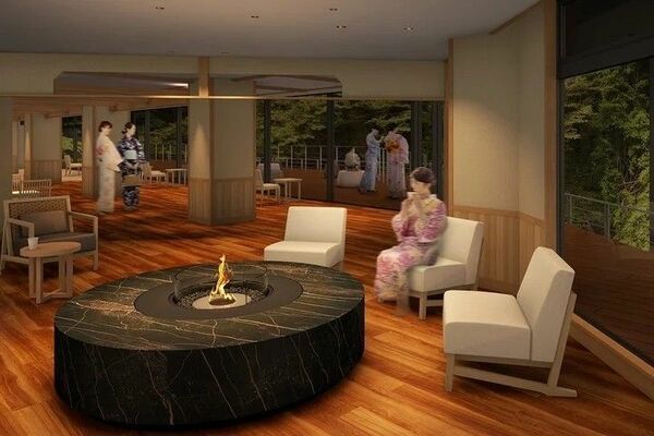 「七絃の滝」を眺めながらくつろげるプレミアムラウンジのイメージ