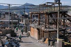 大分火災、現場を報道公開