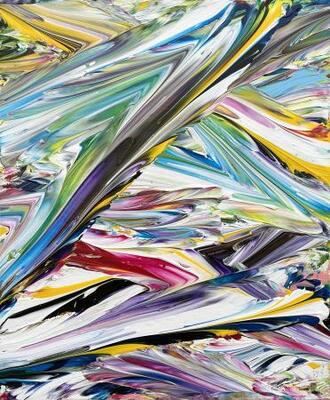 　門田光雅「ｃａｍｐｈｏｒ」（２０２４年／Ａｃｒｙｌｉｃ　ａｎｄ　Ｃａｒｂｏｒｕｎｄｕｍ　ｏｎ　ｃｏｔｔｏｎ）（提供写真）
