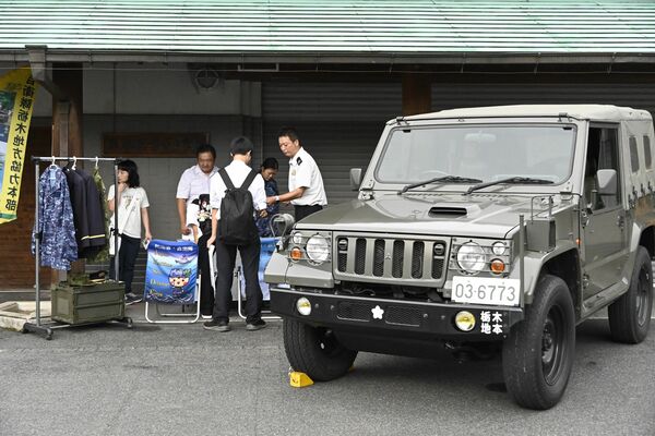 茂木駅前に設けられている案内ブース