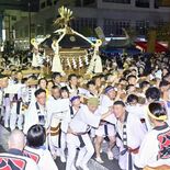 県都に響く威勢よいかけ声　第49回「ふるさと宮まつり」開幕　みこし48…