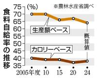食料自給率 ４年連続３８％
