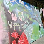 バーベキュー禁止！大芦川条例アピール　鹿沼市イベントで手作り看板制作