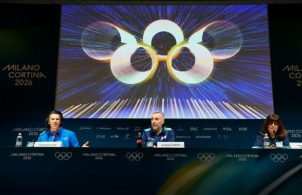 　イタリア・ミラノで開かれた大会組織委の記者会見＝７日（共同）