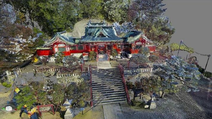 ３次元点群データを基に作られた足利織姫神社のＶＲモデル（市提供）