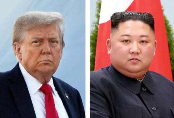 　トランプ米大統領（ゲッティ＝共同）、北朝鮮の金正恩朝鮮労働党総書記（朝鮮通信＝共同）