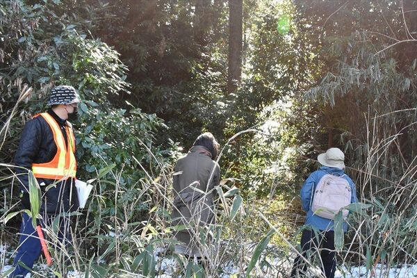 西日が差し込む江戸堀跡に、参加者は見入った