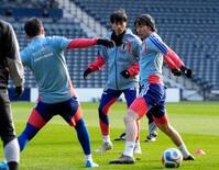 日本代表、会場で最終調整