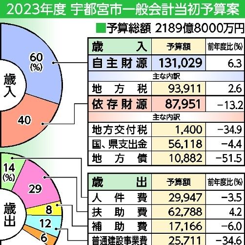宇都宮市2023年度予算案 人口減少対策に重点 妊婦へ独自の助成金