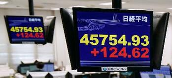 東証終値、４万５７５４円