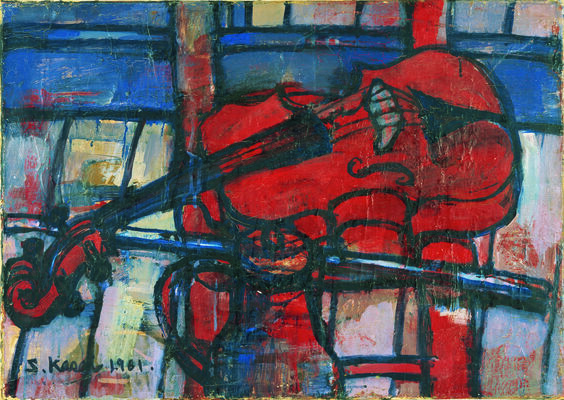 笠井誠一「ヴァイオリンと壺」（１９６０年、名古屋画廊蔵）