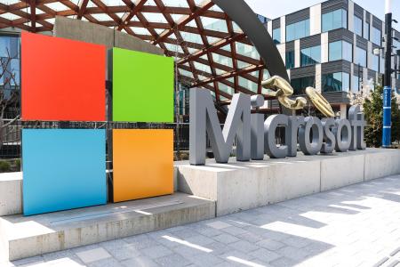米マイクロソフトのロゴ(AP=共同)