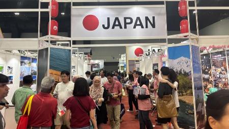 　多くの来場者でにぎわった旅行博「第５７回ＭＡＴＴＡフェア」の日本パビリオン＝２０２５年９月５日
