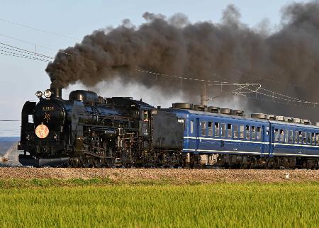 現在は定期検査中のC61がけん引した客車列車