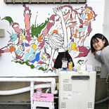 広がれ交流、願い込め　小山の宿泊施設にウォールアートお目見え　10代２…