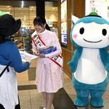夏だけじゃない、冬の江の島も魅力たっぷり　キャラバン隊が宇都宮駅でPR