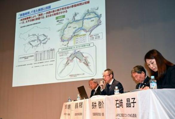 　四国遍路や四国新幹線などによる地域活性化について議論したＪＡＰＩＣのシンポジウム＝２１日午後、松山市