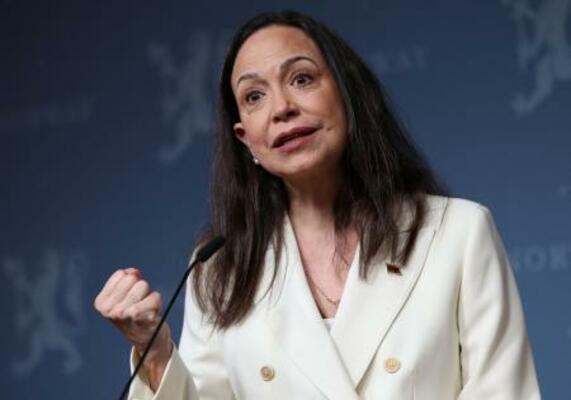 ベネズエラの野党指導者マリア・コリナ・マチャド氏=2025年12月11日、ノルウェー・オスロ(ロイター=共同)