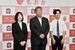 中村市長を表敬訪問し、笑顔を見せる小久保さん（左）と日和田さん（右）