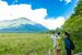 戦場ヶ原の木道から雄大な男体山を望む