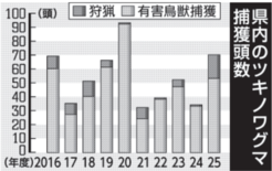 栃木県内の2025年度クマ捕獲数、前年度の２倍　「突出した数ではない」