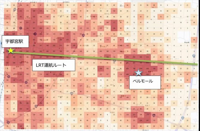 LRT開業後の人流分布図