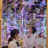 ミラーハウスをLEDで飾り付け　足利特別支援学校と足利工業高