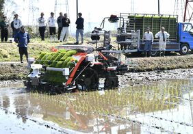 春の陽気、大田原で一足早い田植え　「と…