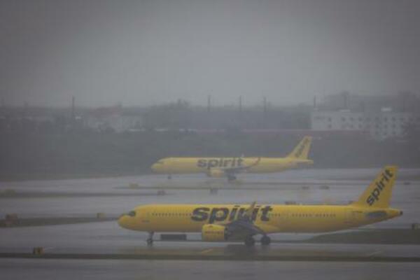 　米格安航空会社（ＬＣＣ）大手スピリット航空の航空機＝２３日、フロリダ州（ロイター＝共同）